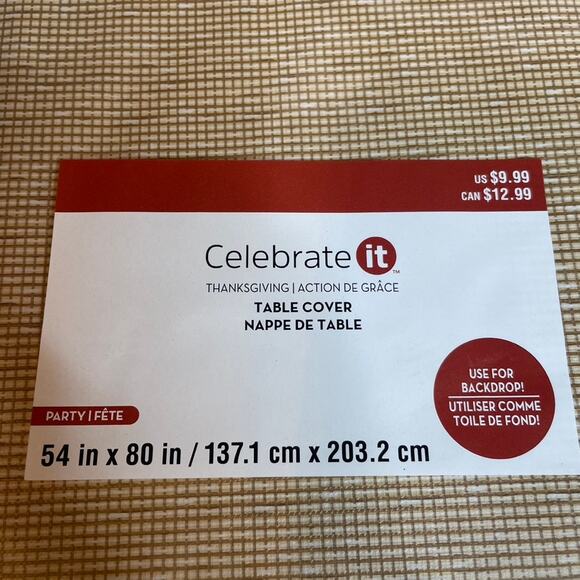 CELEBRATE IT Brown NWT Tablecloth 54 x 80 in Backdrop Thanksgiving Fall Tan - Picture 2 of 2